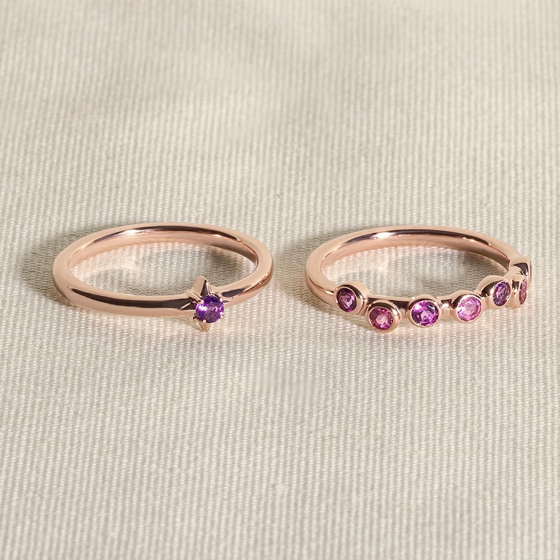 Main Image 4 of Juliette Maison Natural Blue Sapphire & Natural Rhodolite Garnet Ring 10K Rose Gold