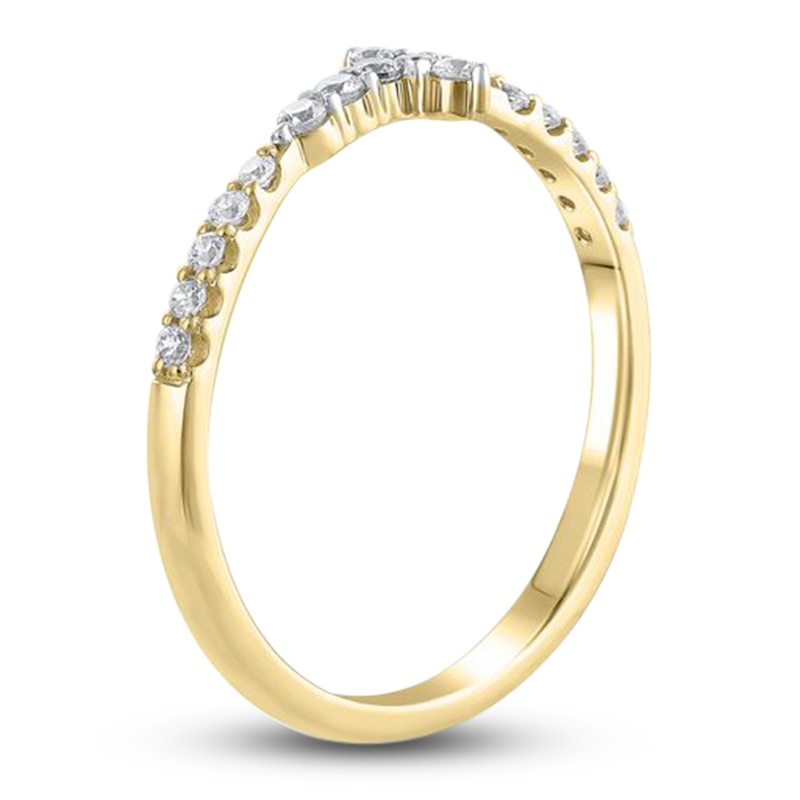 Main Image 2 of Diamond Cross Ring 1/5 ct tw Round 10K Yellow Gold