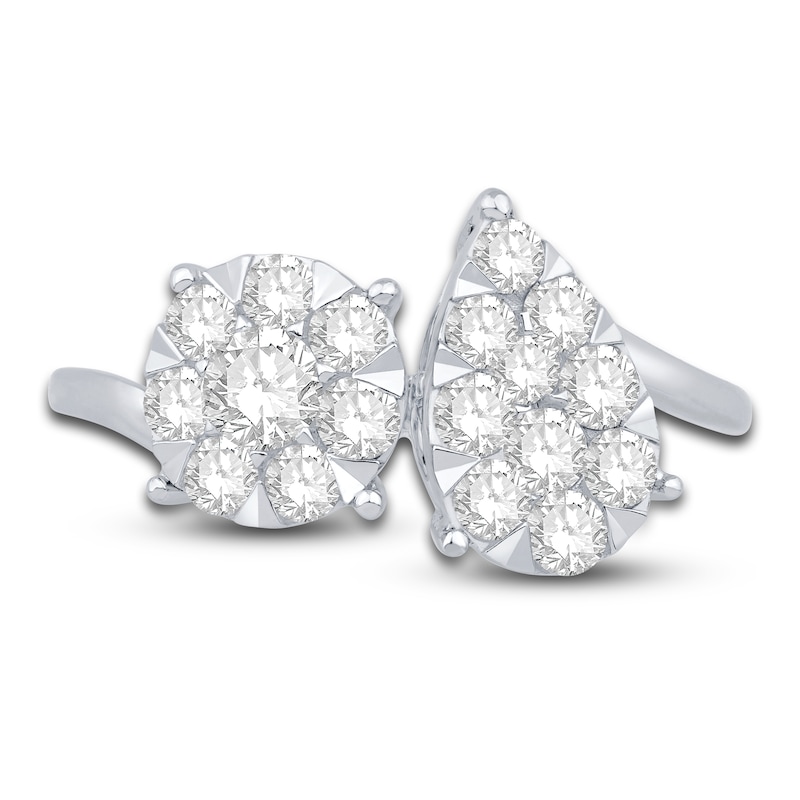 Main Image 3 of Diamond 2-Stone-Look Ring 1 ct tw Round 10K White Gold