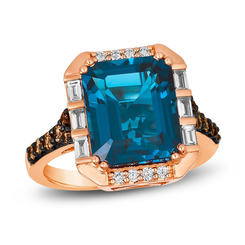 Main Image 1 of Le Vian Natural Blue Topaz Ring 5/8 ct tw Round 14K Strawberry Gold