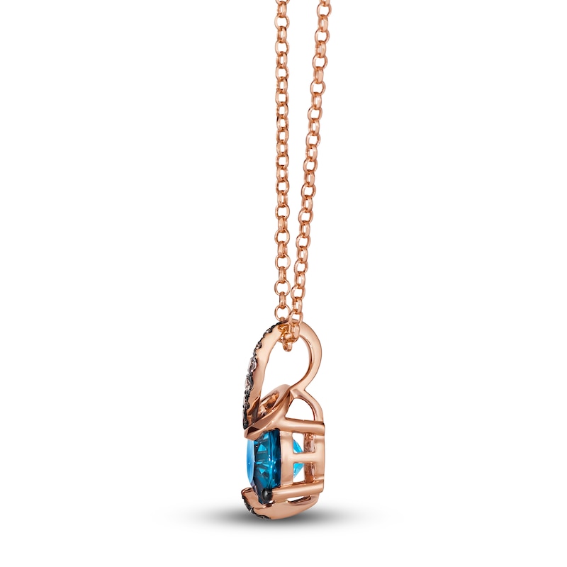 Main Image 2 of Le Vian Wrapped In Chocolate Natural Blue Topaz Necklace 1/8 ct tw Diamonds 14K Strawberry Gold 19"