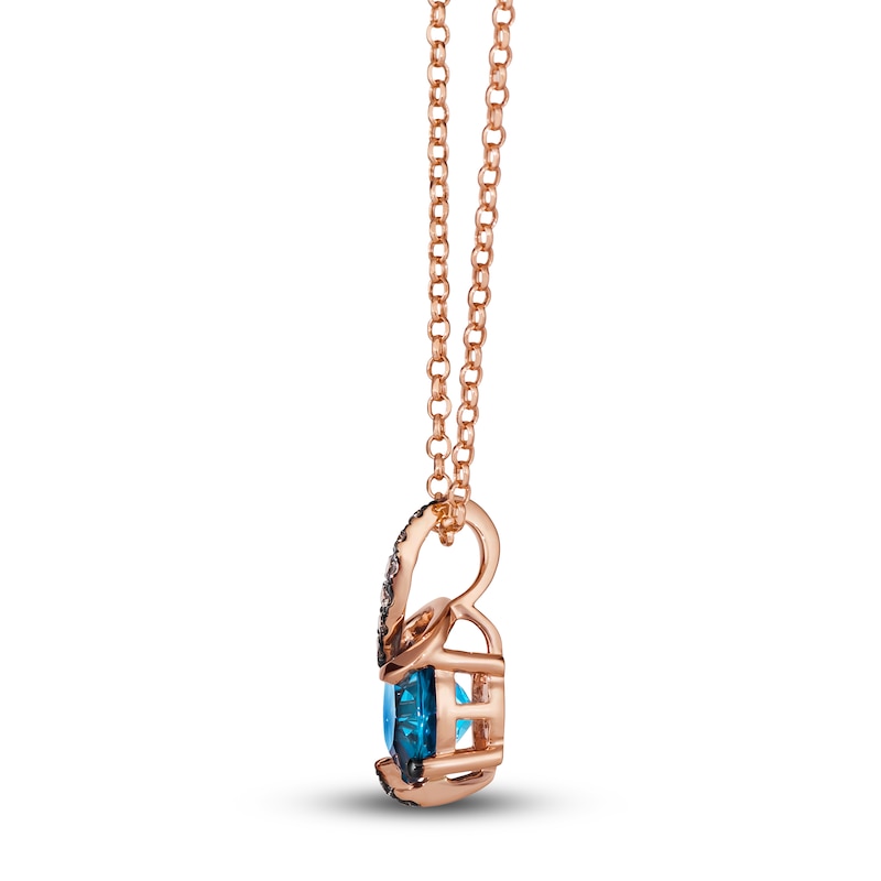 Le Vian Wrapped In Chocolate Natural Blue Topaz Necklace 1/8 ct tw Diamonds 14K Strawberry Gold 19"