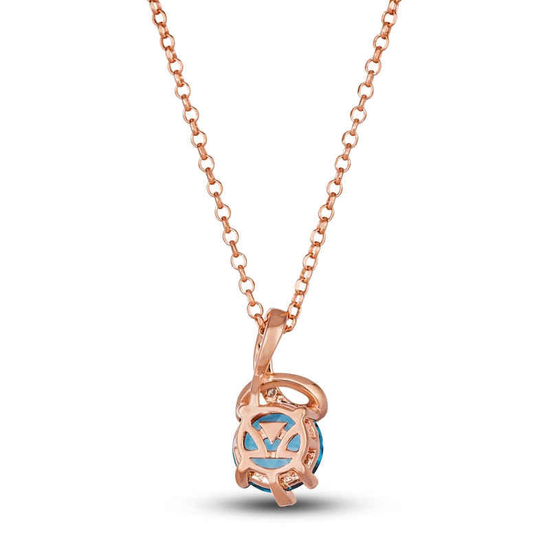 Le Vian Wrapped In Chocolate Natural Blue Topaz Necklace 1/8 ct tw Diamonds 14K Strawberry Gold 19"