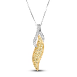Le Vian Sunny Yellow Diamond Pendant Necklace 3/8 ct tw Diamonds Round 14K Two-Tone Gold