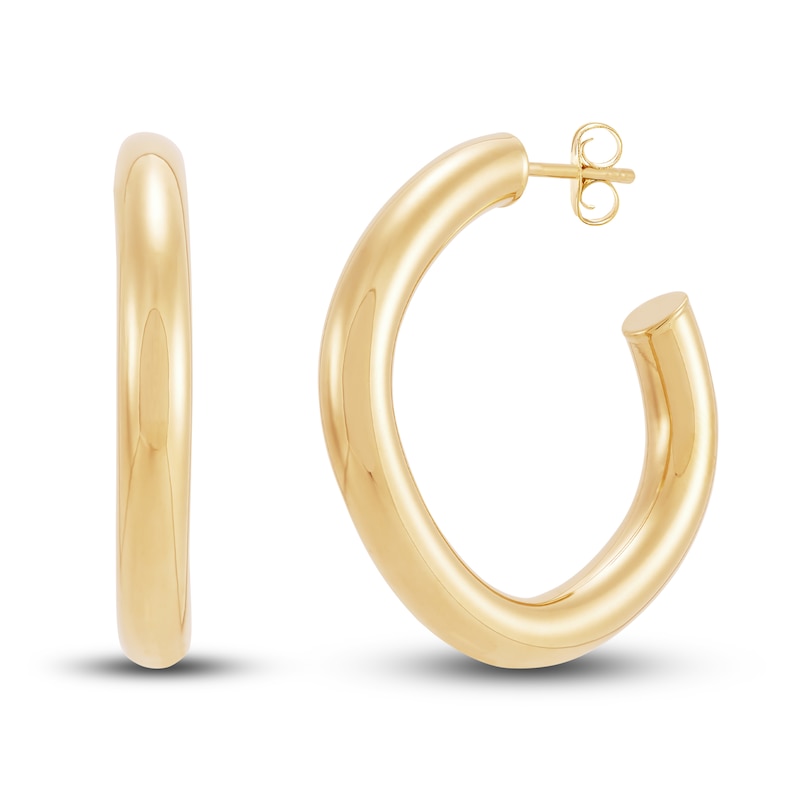 Tube Hoop Earrings 10K Yellow Gold 20mm