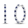 Vera Wang WISH Diamond & Blue Sapphire Hoop Earrings 3/4 ct tw Round 10K White Gold