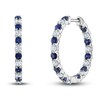 Thumbnail Image 0 of Vera Wang WISH Diamond & Blue Sapphire Hoop Earrings 3/4 ct tw Round 10K White Gold