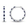 Thumbnail Image 1 of Vera Wang WISH Diamond & Blue Sapphire Hoop Earrings 3/4 ct tw Round 10K White Gold