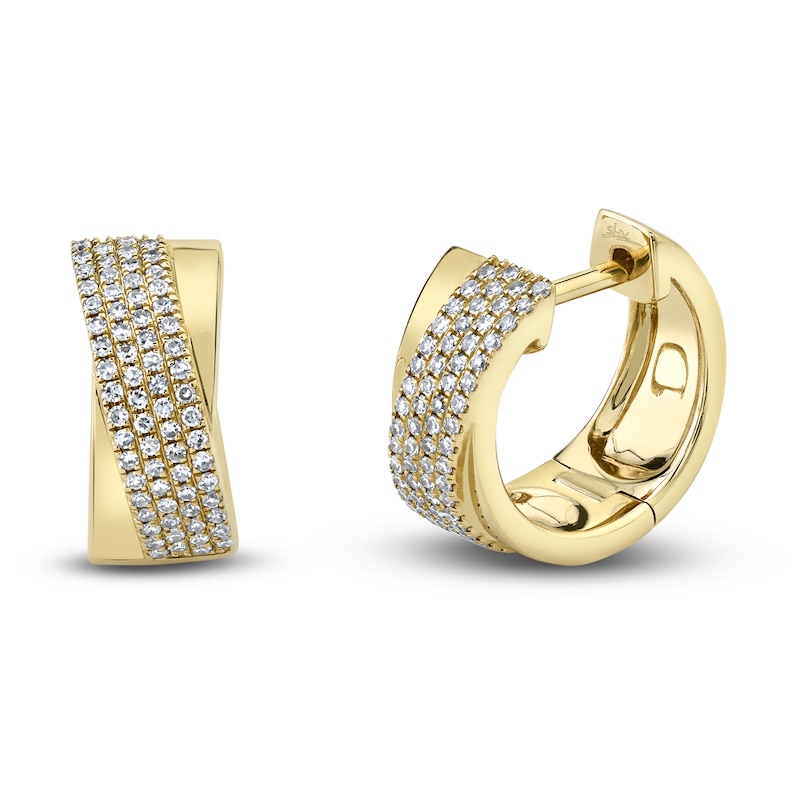 Shy Creation Diamond Huggie Earrings 1/4 ct tw Round 14K Yellow Gold SC55010970