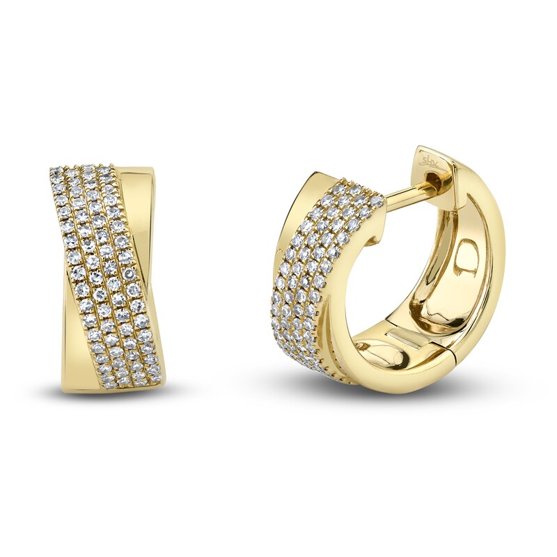 Shy Creation Diamond Huggie Earrings 1/4 ct tw Round 14K Yellow Gold SC55010970