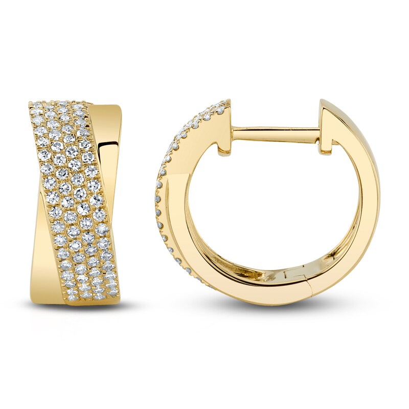 Shy Creation Diamond Huggie Earrings 1/4 ct tw Round 14K Yellow Gold SC55010970