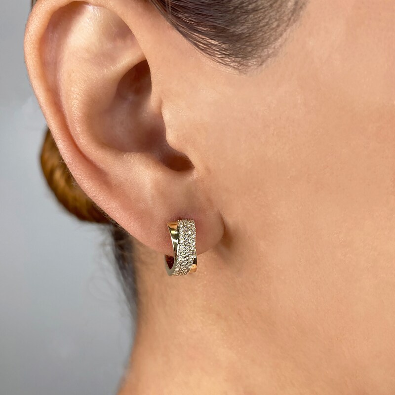 Shy Creation Diamond Huggie Earrings 1/4 ct tw Round 14K Yellow Gold SC55010970