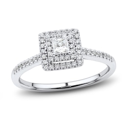 Diamond Engagement Ring 1/3 ct tw Princess/Round 14K White Gold
