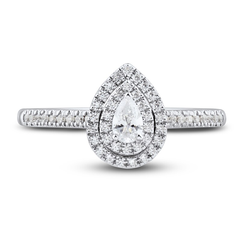 Main Image 3 of Diamond Engagement Ring 1/3 ct tw Pear/Round 14K White Gold