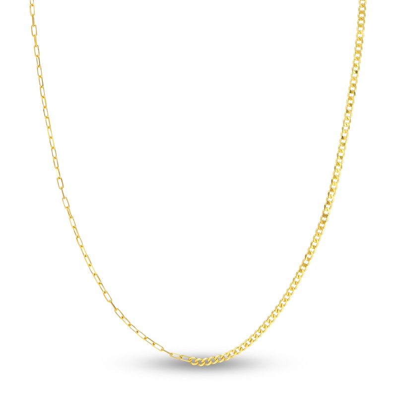 Main Image 1 of Solid Paperclip & Curb Chain Necklace 14K Yellow Gold 20"