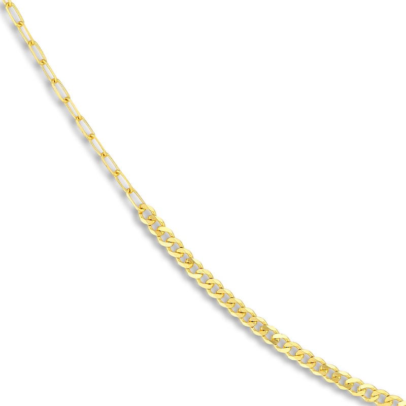 Main Image 2 of Solid Paperclip & Curb Chain Necklace 14K Yellow Gold 20"