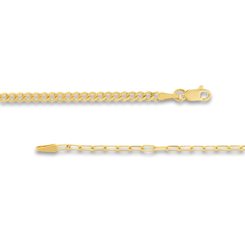 Main Image 3 of Solid Paperclip & Curb Chain Necklace 14K Yellow Gold 20"