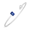 Lab-Created Blue Sapphire & Lab-Created White Sapphire Bangle Bracelet 10K White Gold/Stainless Steel