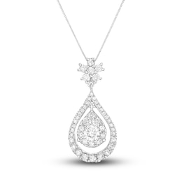 Diamond Pendant Necklace 1 ct tw Round 14K White Gold 18"