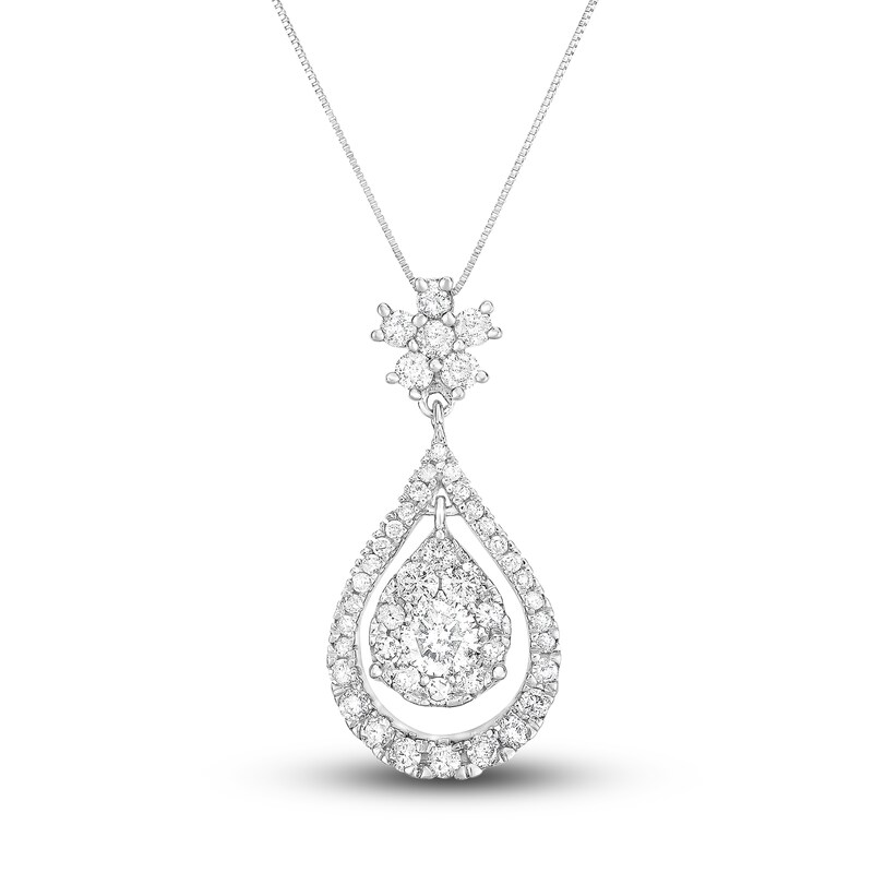 Main Image 1 of Diamond Pendant Necklace 1 ct tw Round 14K White Gold 18"