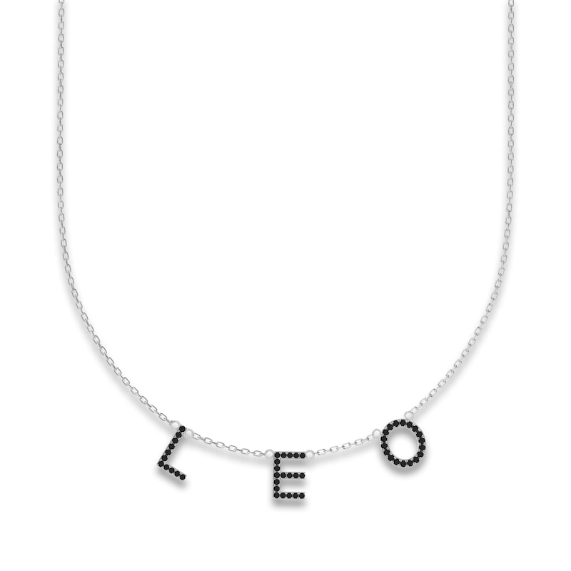 Main Image 1 of Juliette Maison Black Diamond Station Name Necklace 7/8 ct tw Round 10K White Gold