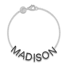 Juliette Maison Black Diamond Station Name Bracelet 2 ct tw Round 10K White Gold