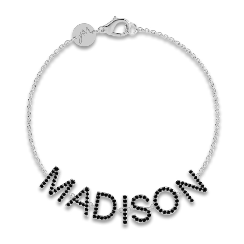 Main Image 1 of Juliette Maison Black Diamond Station Name Bracelet 2 ct tw Round 10K White Gold
