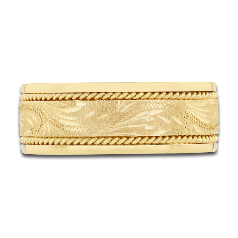 Main Image 3 of Men's Engraved Wedding Band 14K Yellow Gold