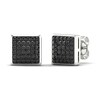Men's Black Diamond Stud Earrings 1/2 ct tw Round 10K White Gold