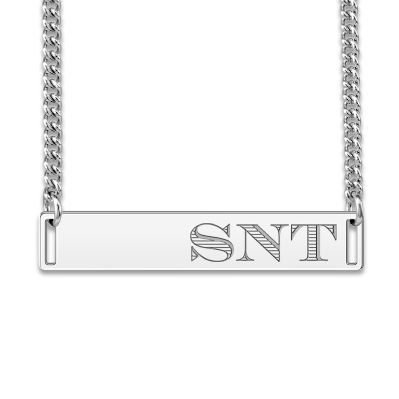 Main Image 1 of Men's Engravable Bar Necklace Sterling Silver 22"