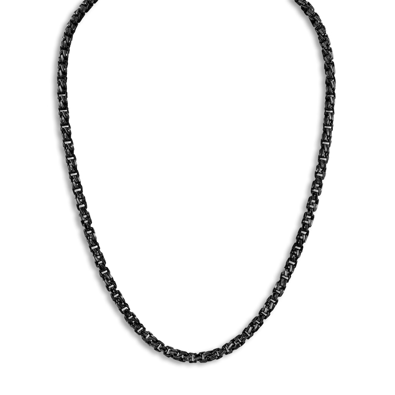 1933 by Esquire Men's Solid Twisted Box Chain Necklace Black Ruthenium-Plated Sterling Silver 22"
