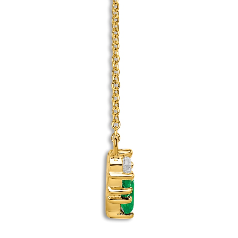 Main Image 2 of Natural Emerald Necklace 1/15 ct tw Diamonds 14K Yellow Gold 18"
