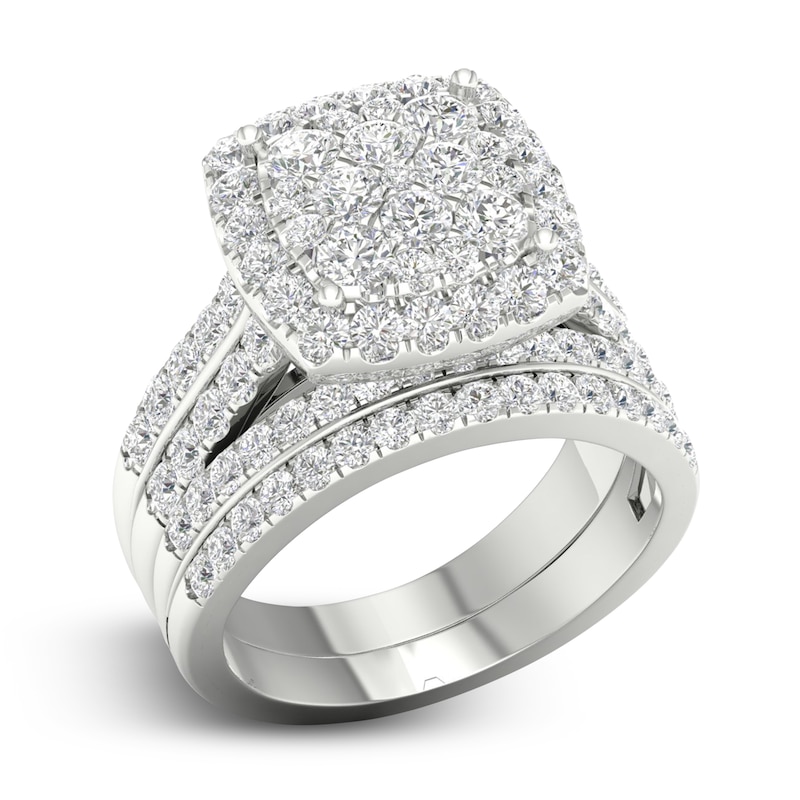 Main Image 2 of Diamond Cushion Bridal Set 2 ct tw Round 14K White Gold
