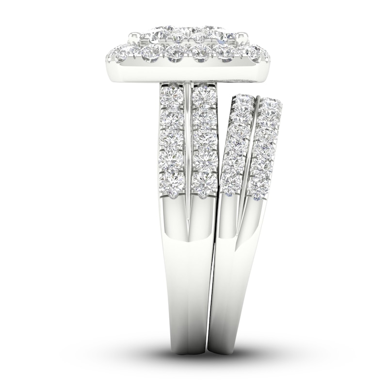 Main Image 3 of Diamond Cushion Bridal Set 2 ct tw Round 14K White Gold