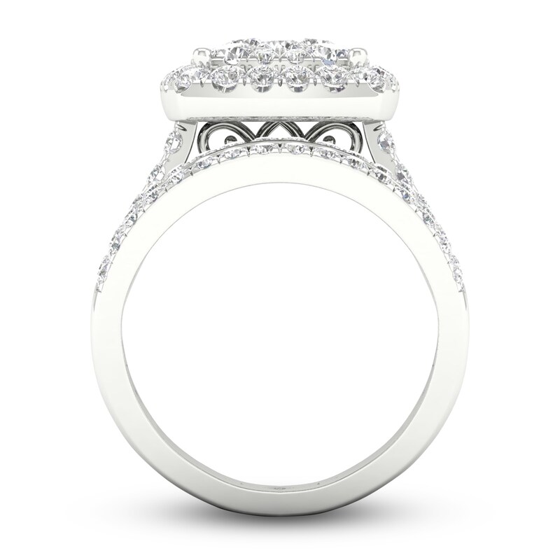 Diamond Cushion Bridal Set 2 ct tw Round 14K White Gold