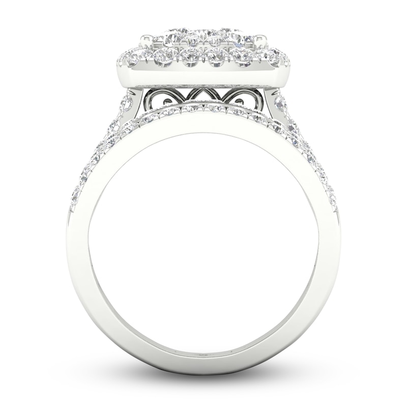 Main Image 4 of Diamond Cushion Bridal Set 2 ct tw Round 14K White Gold
