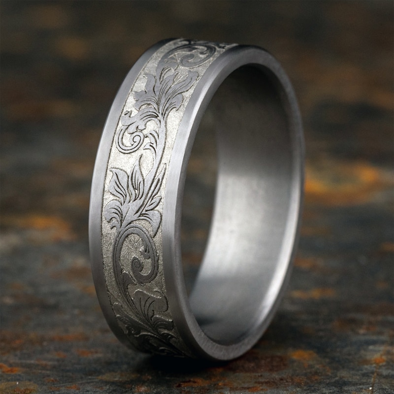 Men's Filigree Wedding Band Tantalum 7.0mm