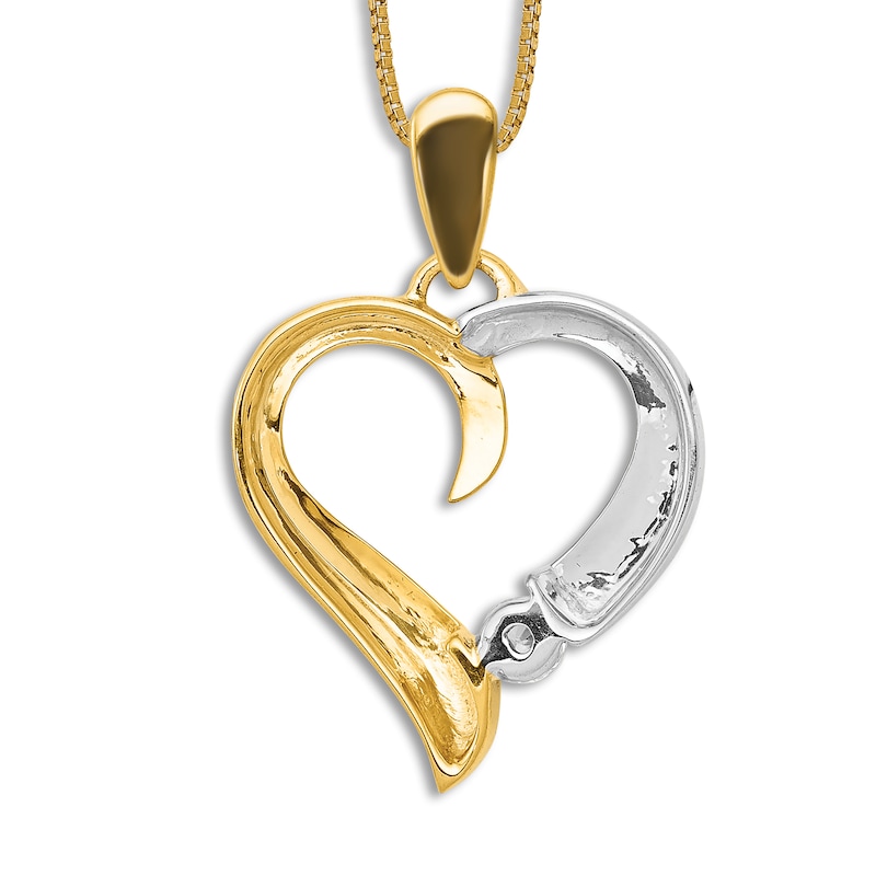 Main Image 3 of Diamond Heart Pendant Necklace 1/10 ct tw Round 14K Yellow Gold 18"