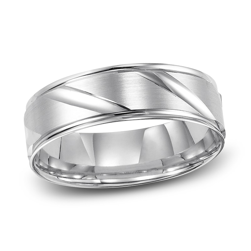 Main Image 1 of Men's Satin Wedding Band Platinum 6.0mm