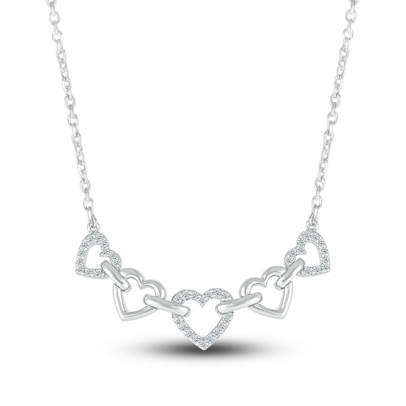 Main Image 1 of Diamond Heart Necklace 1/6 ct tw Round 10K White Gold 18"