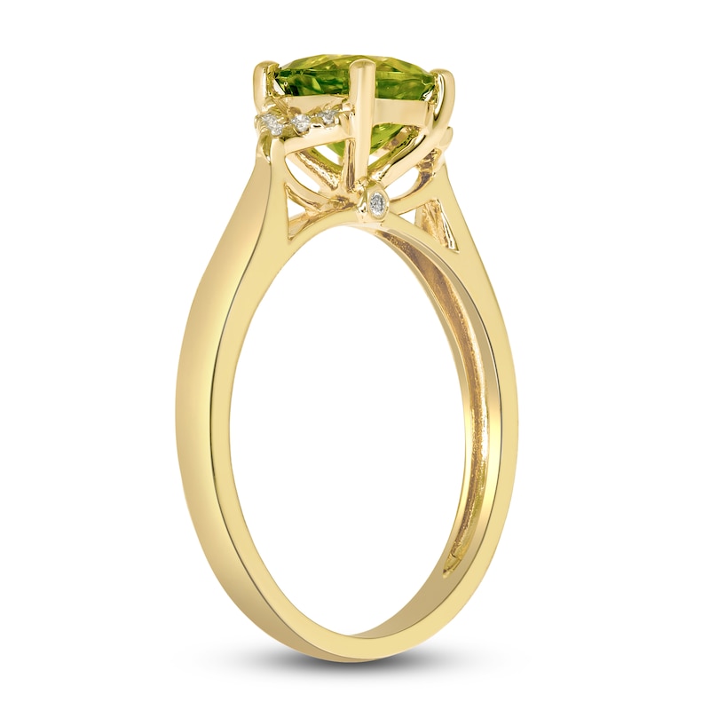 Natural Peridot Ring 1/20 ct tw Diamonds 10K Yellow Gold | Jared