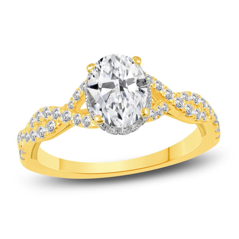 Diamond Twist Engagement Ring 1-3/8 ct tw Oval/Round 14K Yellow Gold ...