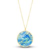 Thumbnail Image 1 of Italia D'Oro Circle Pendant Blue/Teal Enamel 14K Yellow Gold 16"