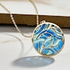 Thumbnail Image 4 of Italia D'Oro Circle Pendant Blue/Teal Enamel 14K Yellow Gold 16"