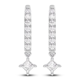 Diamond Drop Earrings 5/8 ct tw Princess/Round 14K White Gold