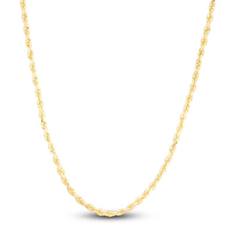 Main Image 1 of Solid Diamond-Cut Rope Chain Necklace 14K Yellow Gold 22" 3.0mm