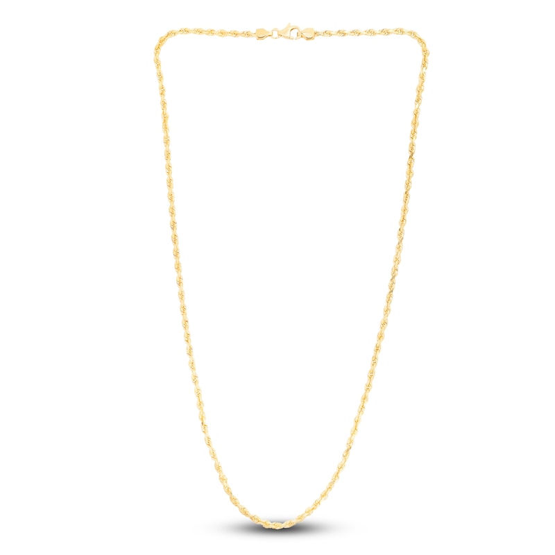 Main Image 2 of Solid Diamond-Cut Rope Chain Necklace 14K Yellow Gold 22" 3.0mm