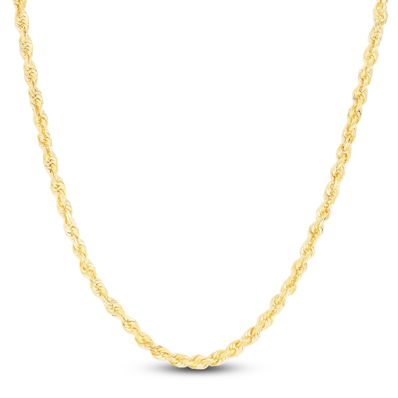 Men's Solid Diamond-Cut Rope Chain Necklace 14K Yellow Gold 20" 5.0mm