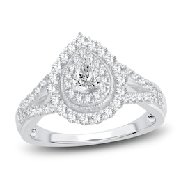 Diamond Engagement Ring 1 ct tw Pear/Round 14K White Gold