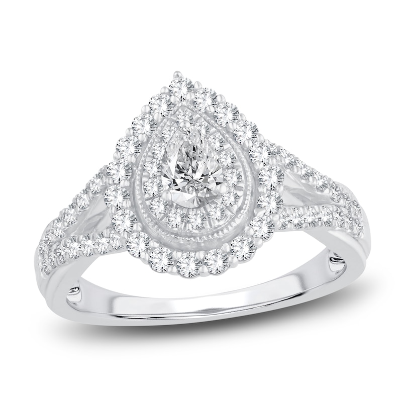 Main Image 1 of Diamond Engagement Ring 1 ct tw Pear/Round 14K White Gold